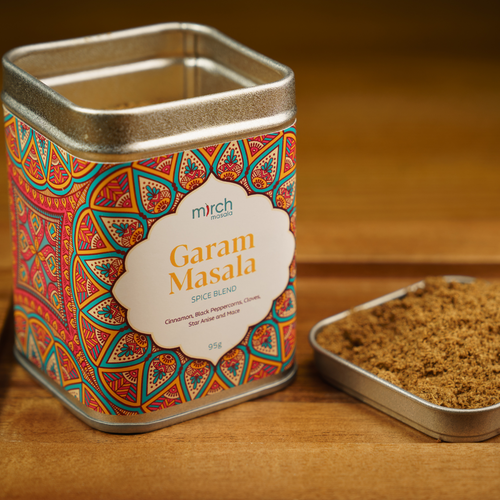 A tin of Garam Masala spice blend