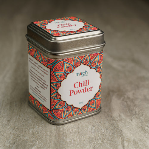A tin of our chilli powder spice blend 